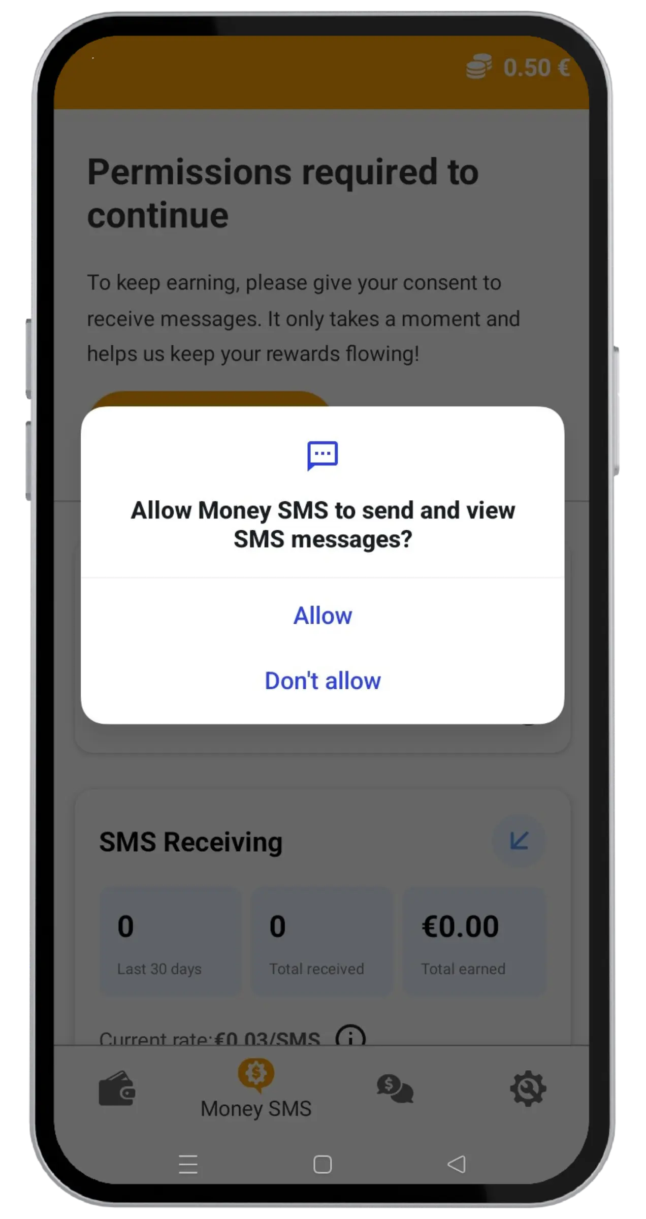 App requesting SMS permission