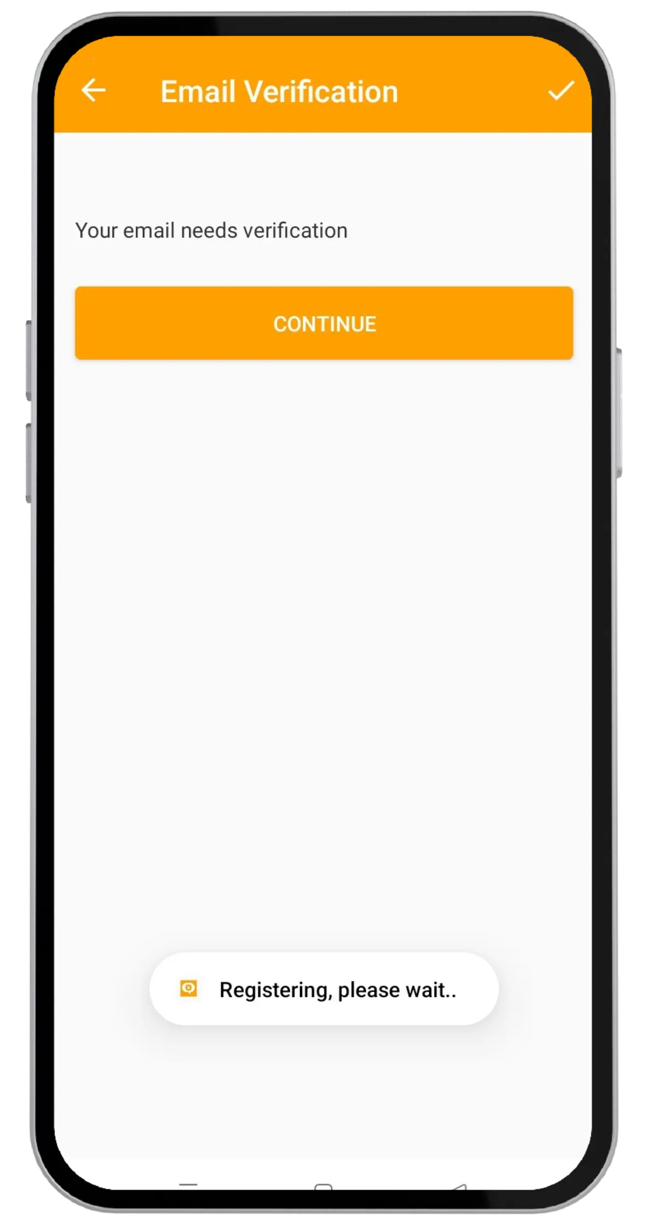 Email verification confirmation screen